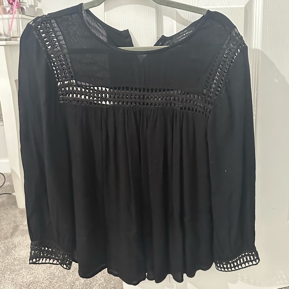 black long sleeve blouse! lucky brand size Small